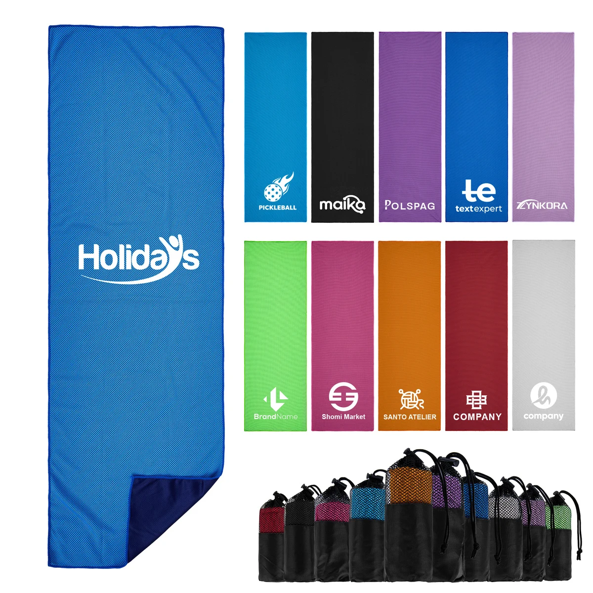 Cooling Towel With Mesh Drawstring Pouch 1