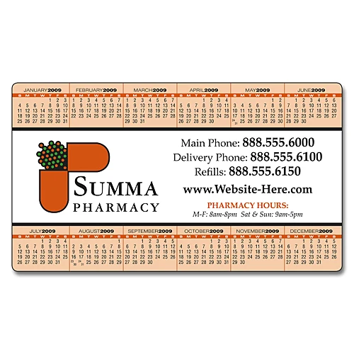 Pharmacy Calendar Magnet - 4x7 Round Corners - 25 Mil 1