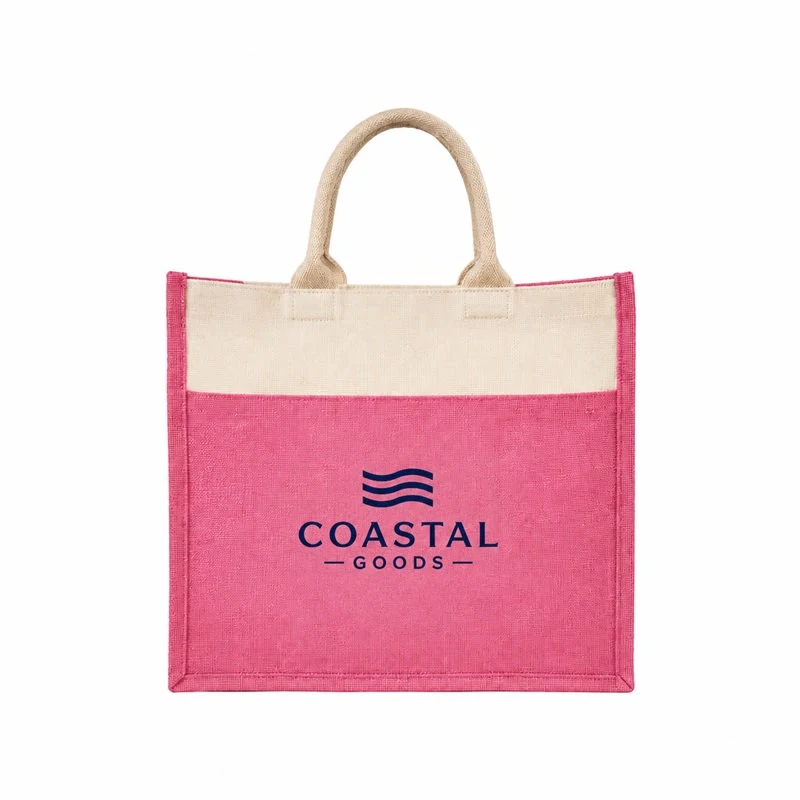 Large Colored Jute Tote Bags, custom tote bag with logo imprint 1