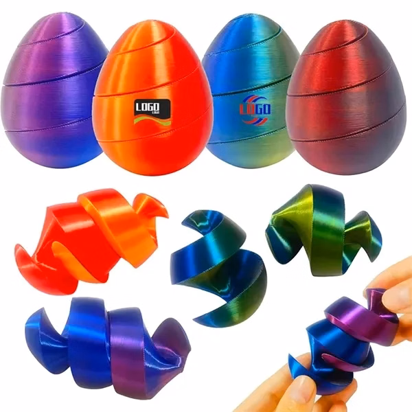 Custom 2.2 Inch 3D Spiral Egg Fidget Toy — Six-Color Stress Relief Favor