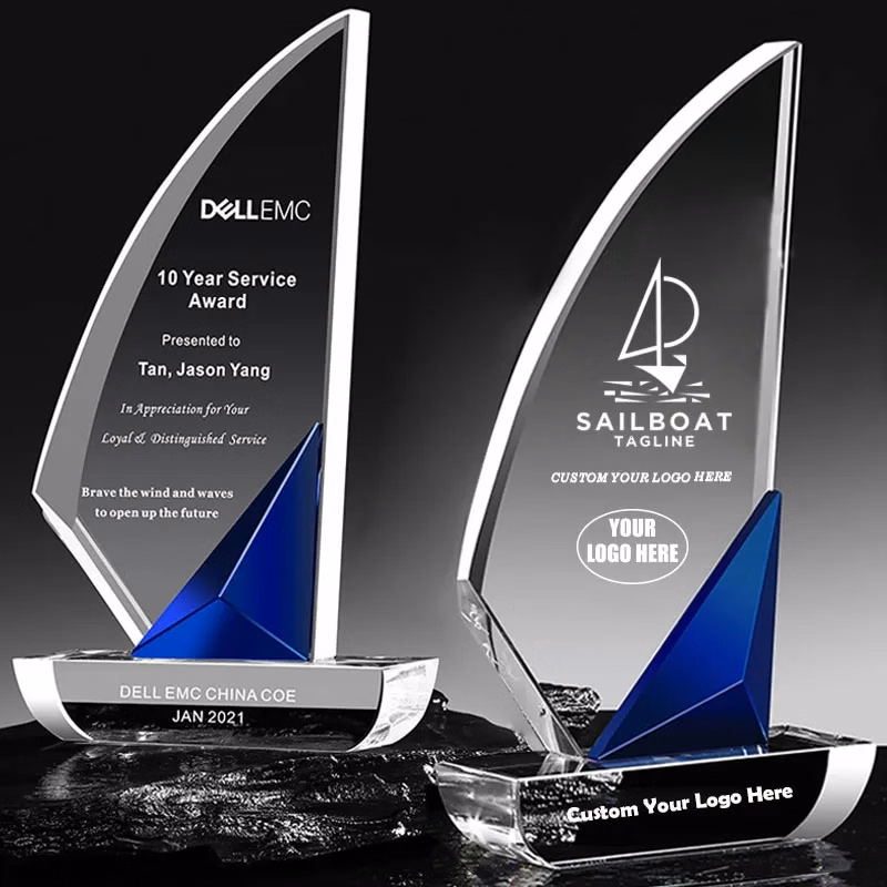 Custom Crystal Sailboat Award