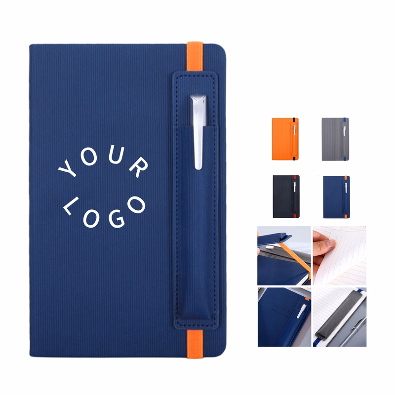 A5 PU Hardcover Notebook With Pen 8.3" Length x 5.8" Width