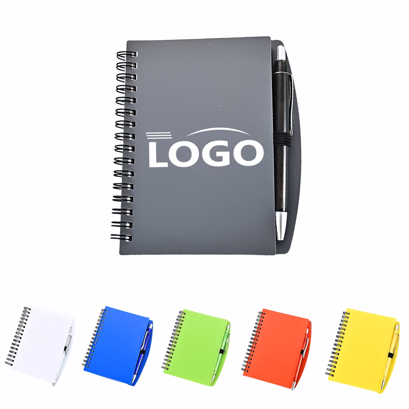 A6 Spiral Notebook with Frosted Cover and Pen