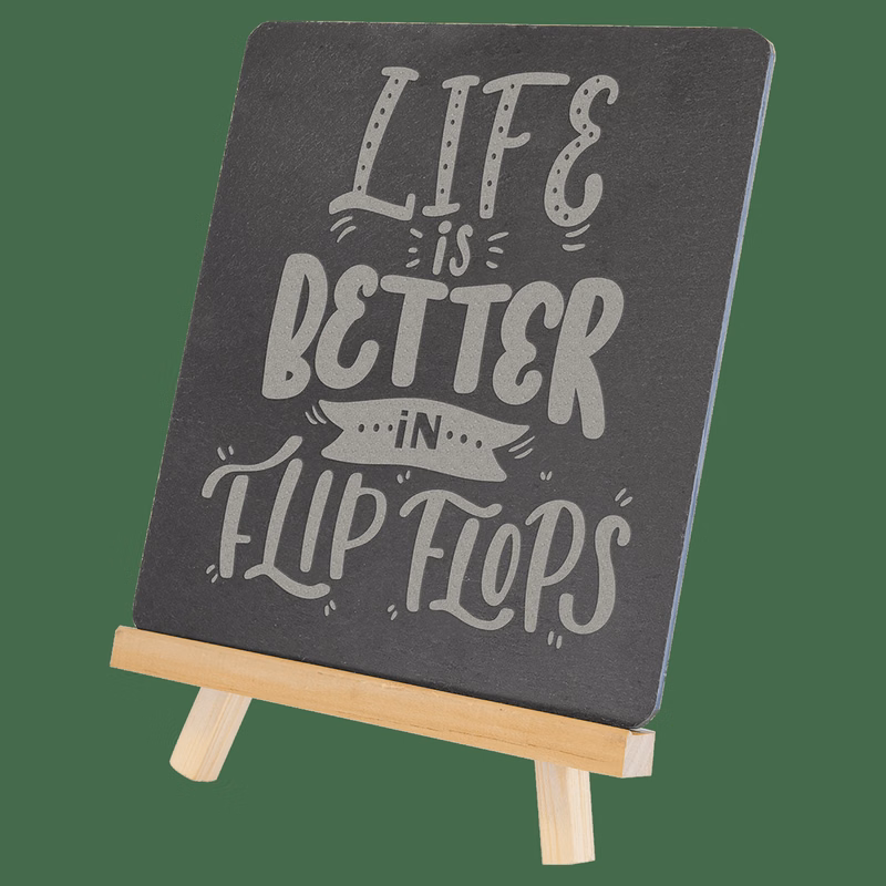 6 3/4" x 7 3/4" Charcoal Gray Wood/Slate Easel