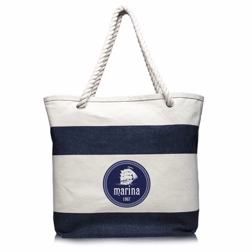 Striped Canvas Tote Bag