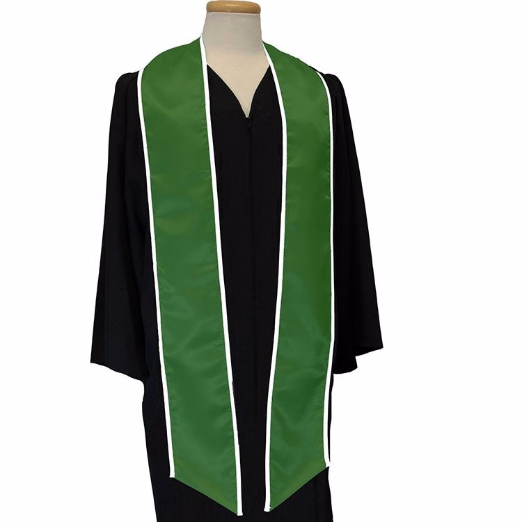 Hunter Green 84" Graduation Stoles With White Binding