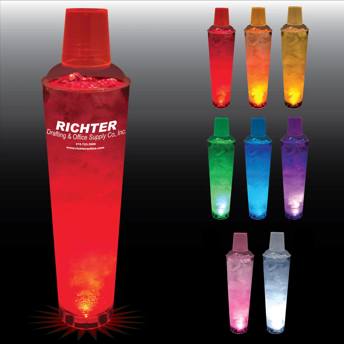 32oz Single Light 3 Piece Large Volume Plastic Cocktail Shaker 1