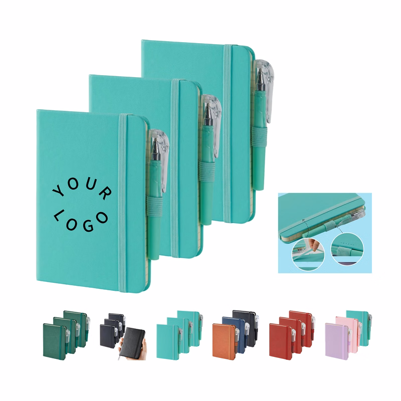 PU Leather Pocket Notebook Journal With Pen 3.7" x 5.7"