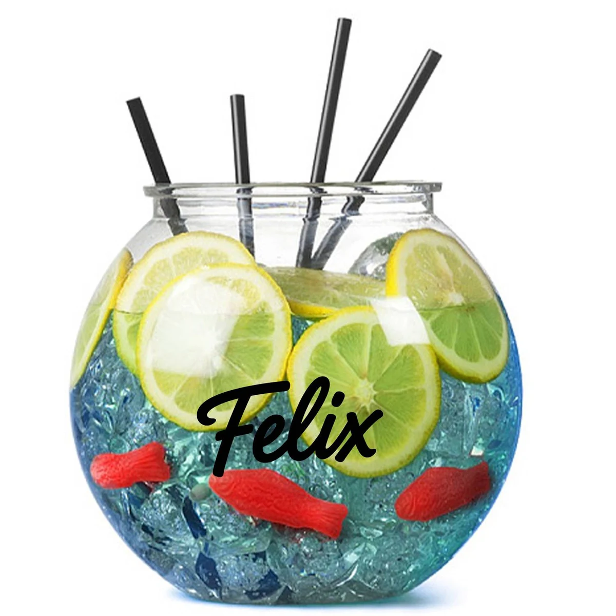 128oz Large PET Fish Bowl Cup w/ Straw 1