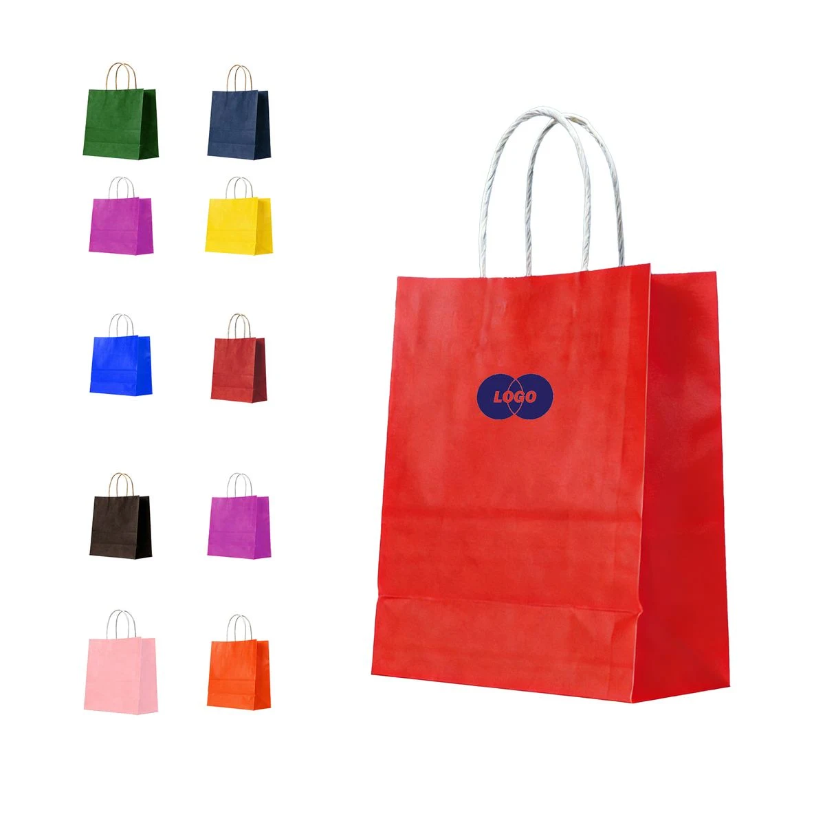Customized Colored Kraft Paper Gift Bags 1