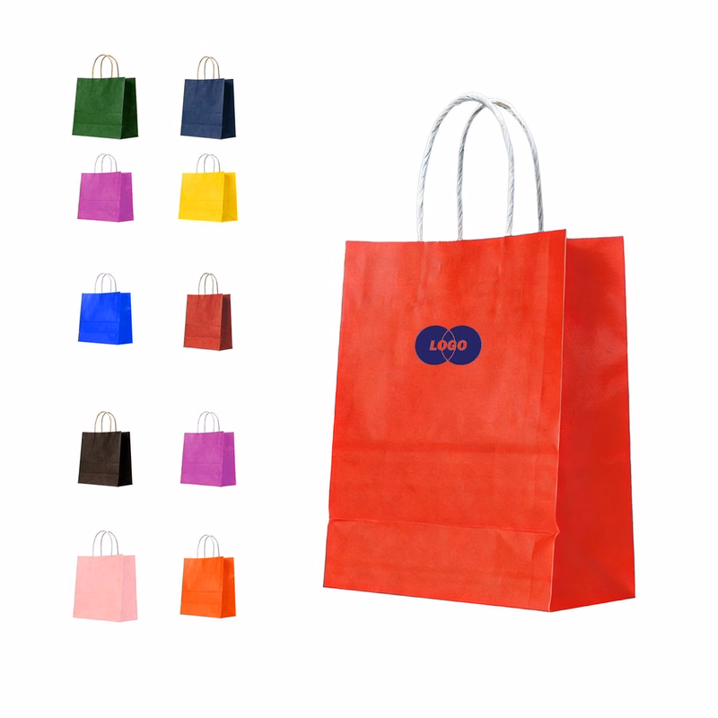 Customized Colored Kraft Paper Gift Bags