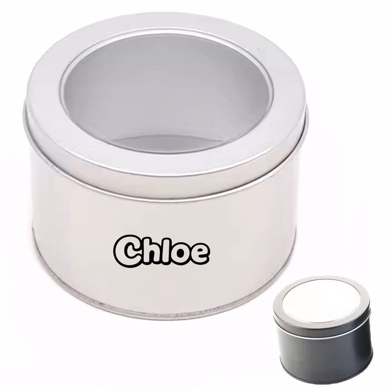 Round Window Tinplate Box w/ Lid