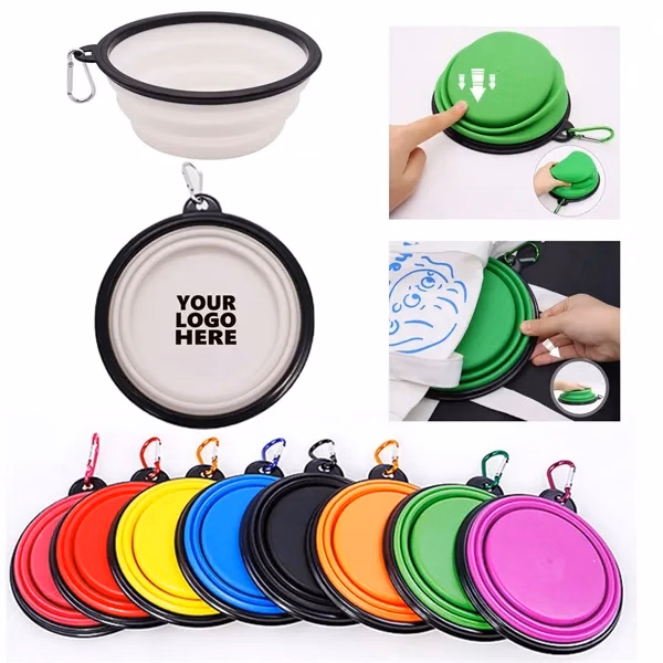 Custom Collapsible Silicone Pet Bowl 5.1-inch Diameter — Full-Color Pet Promo Item