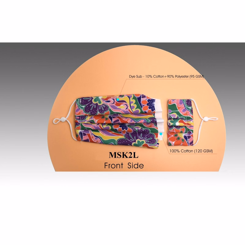 2 Layer Cotton Face Mask w/ Full Color Imprint & Adjuster