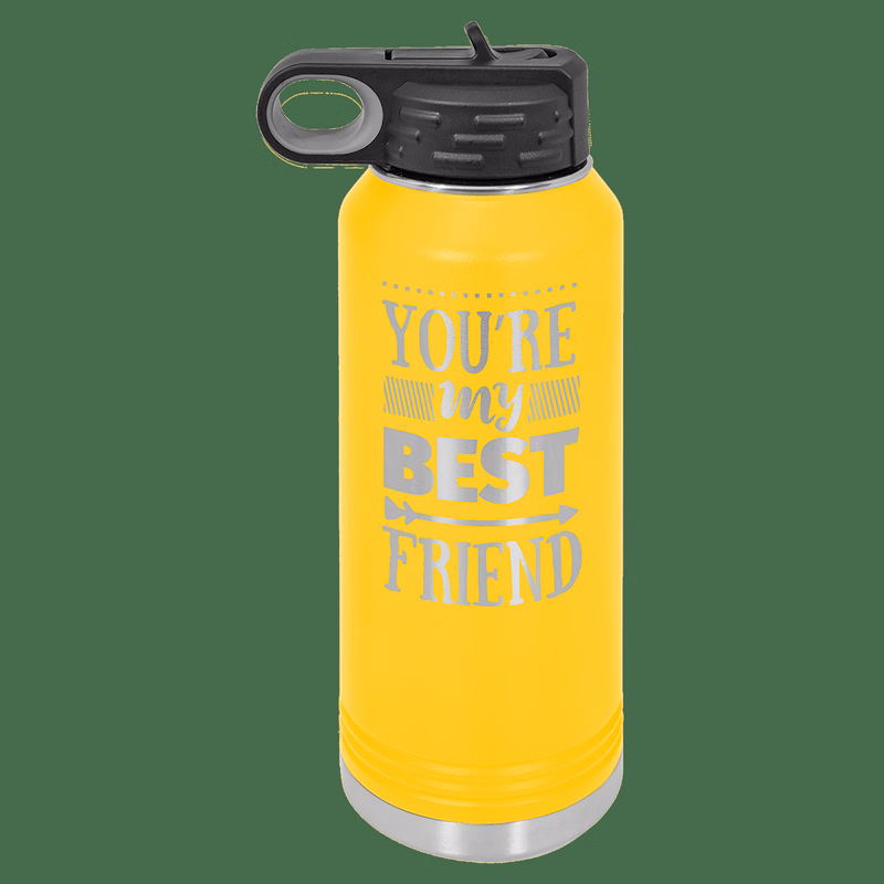 32 oz. Yellow Powder Coated Laser Engraved Polar Camel Water Bottles