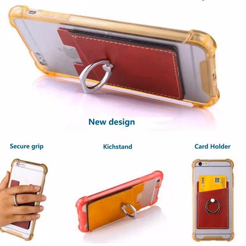 PU Leather Creative Double Layer Cell Phone Ring & Stand