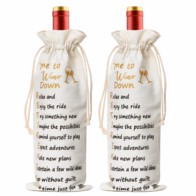 Cotton Wine Bottle Drawstring Bag