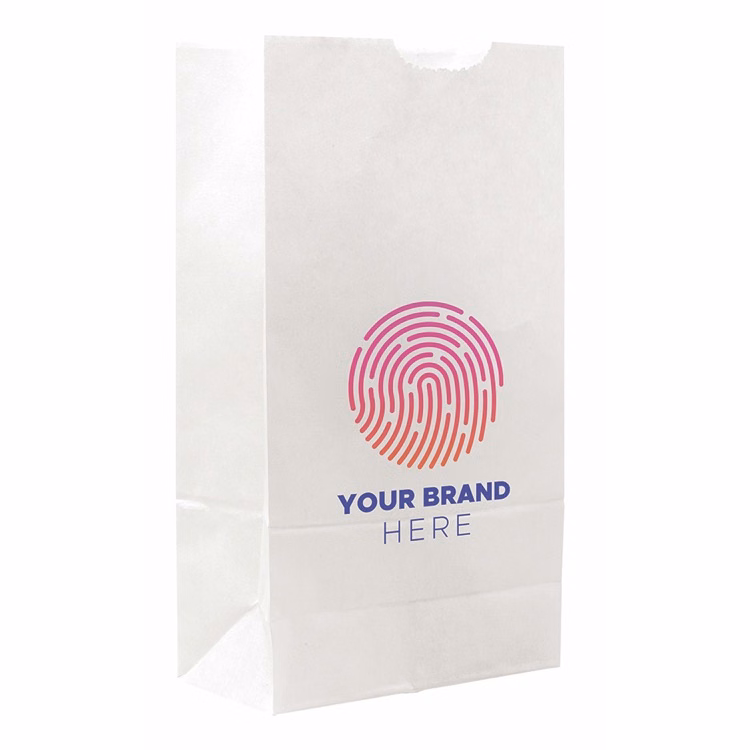 Full Color 1-Sided SOS White Paper Bags (4.25" x 8.185" x 2.375")