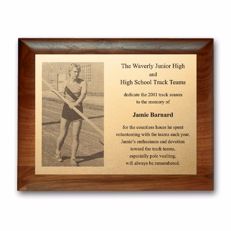 Metal Photo Plaq - Walnut Rolled Edge