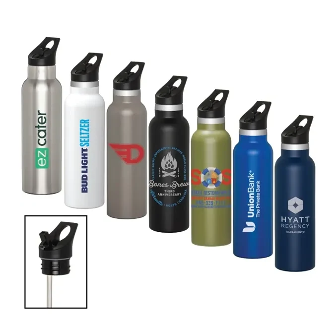 20 oz Stainless Steel Water Bottle w/Straw Lid 1