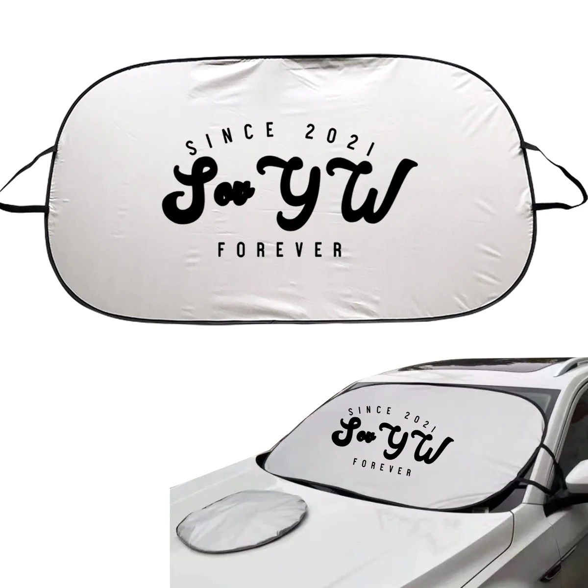 Customized Oval Folding Car Front Sunshade 1