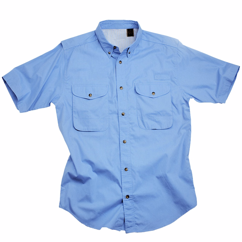 Cotton Poplin Fishing Shirt - Short Sleeve