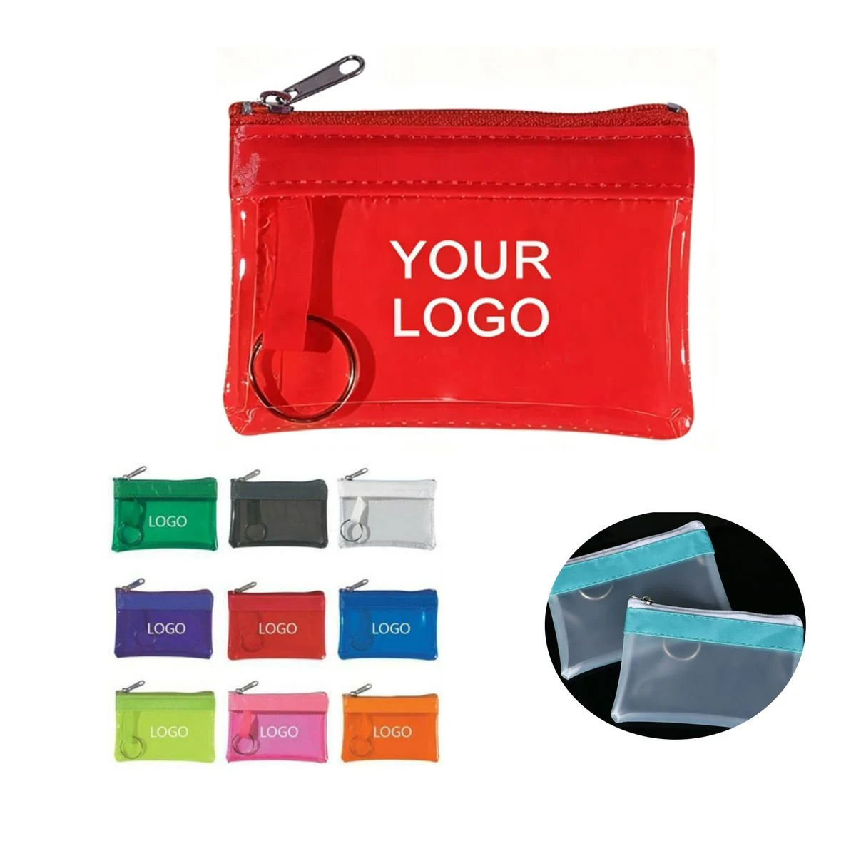 Colorful Transparent PVC Coin Purse For Custom Logo Imprint 1