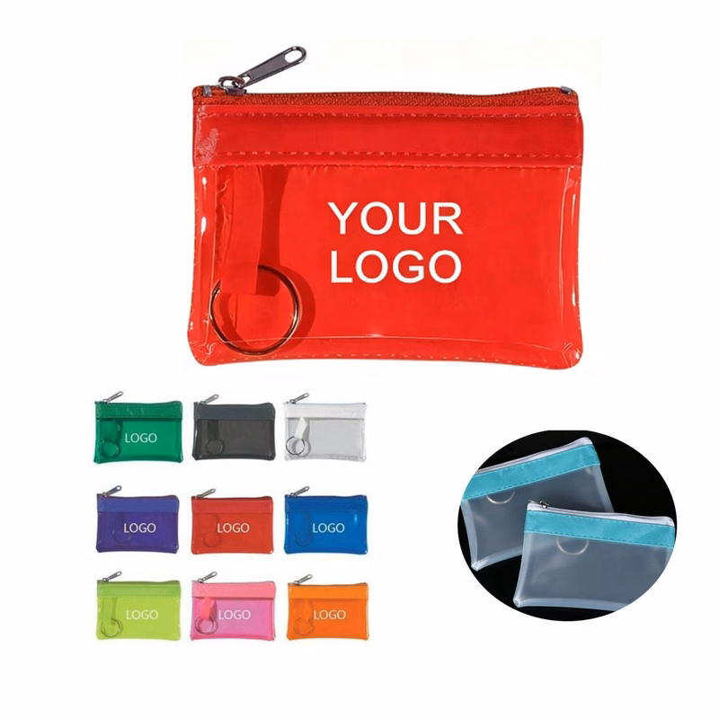 Colorful Transparent PVC Coin Purse For Custom Logo Imprint
