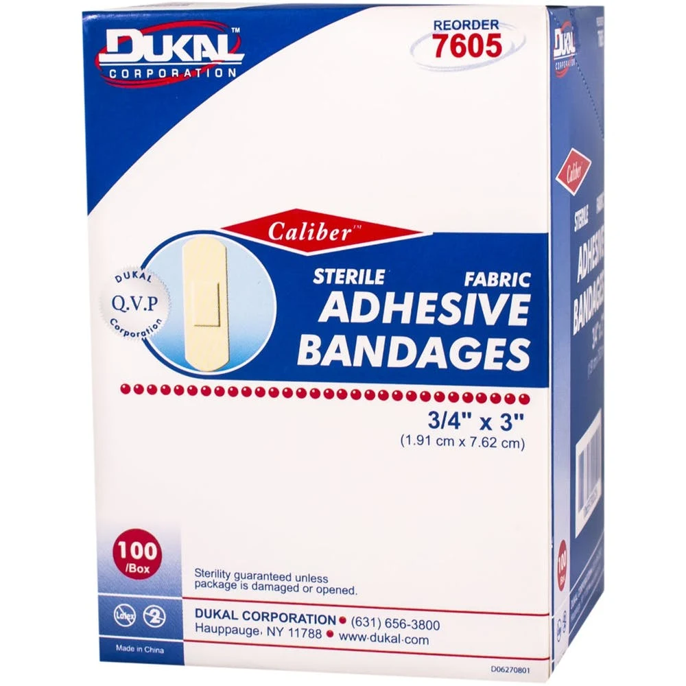 Fabric Adhesive Sterile Bandage - 100 Count 0.75" x 3" 1