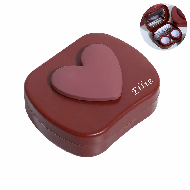 Heart-shaped Contact Lens Case With Mirror