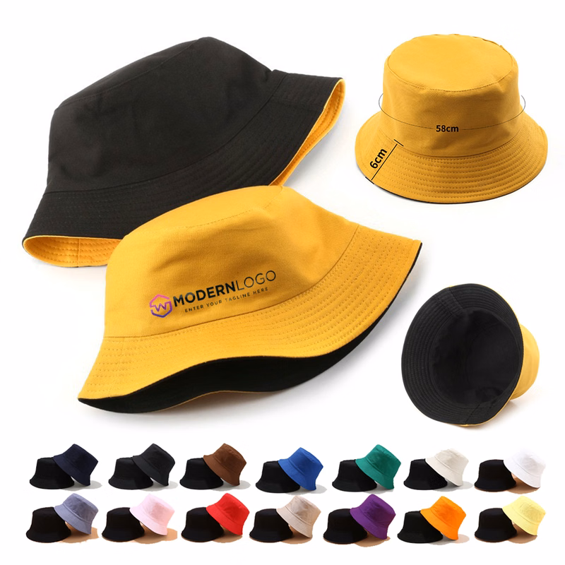 Reversible Two-Tone Cotton Adjustable Bucket Hat