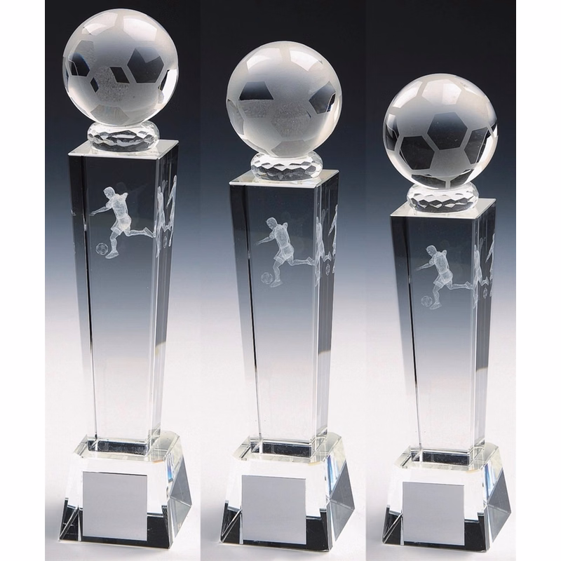 Optical Glass Soccer Trophy
