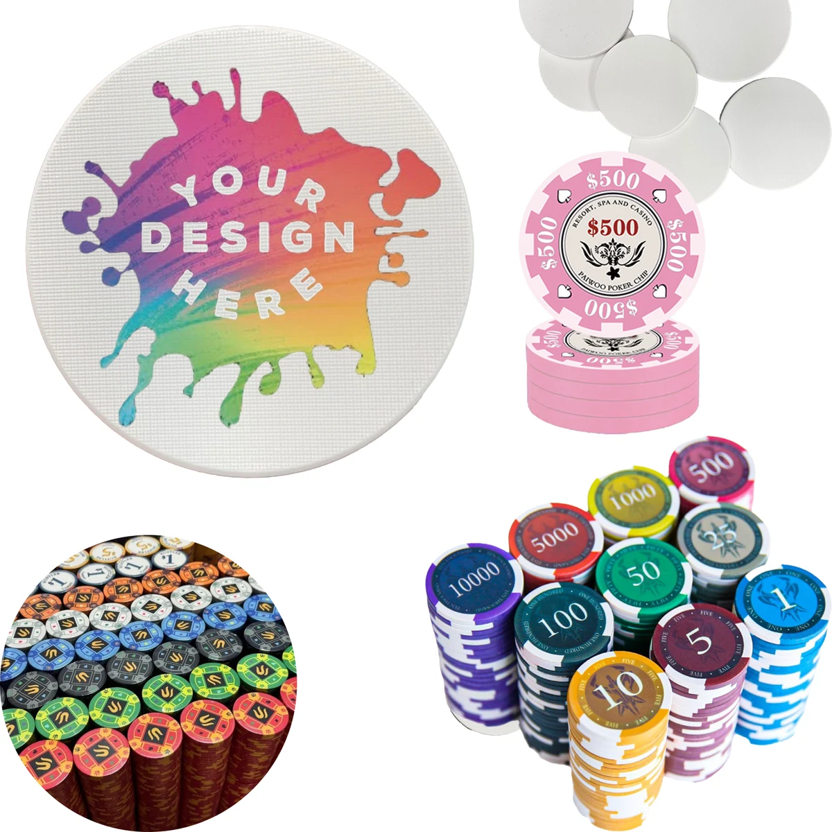 MOQ 100pcs Custom Logo Poker Chips 1