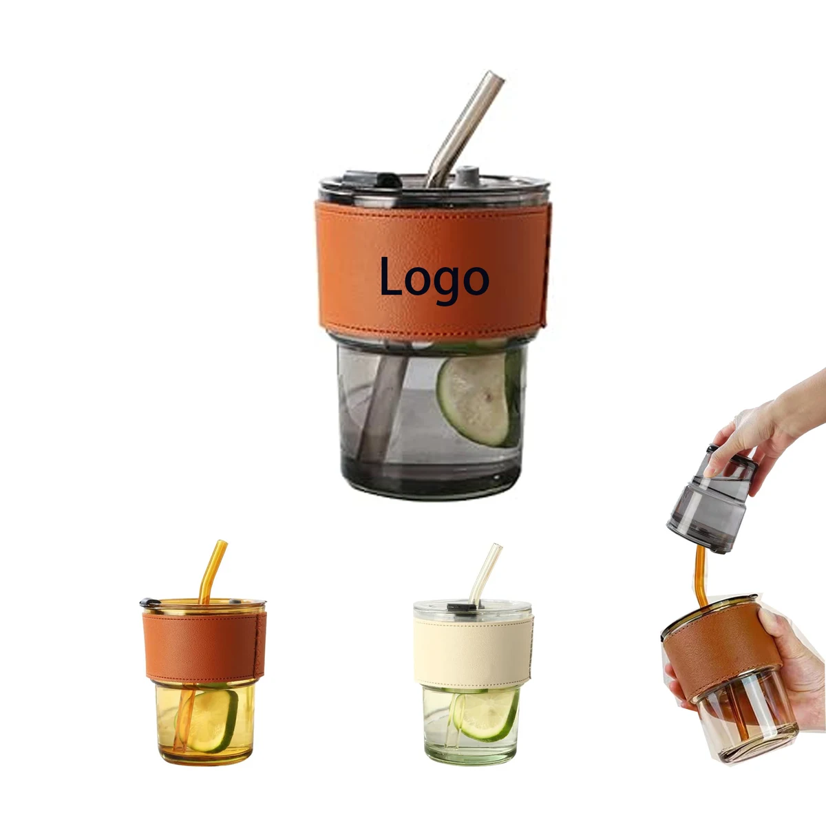 14 Oz Glass Tumbler With Glass Straw 1