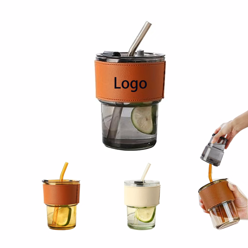 14 Oz Glass Tumbler With Glass Straw