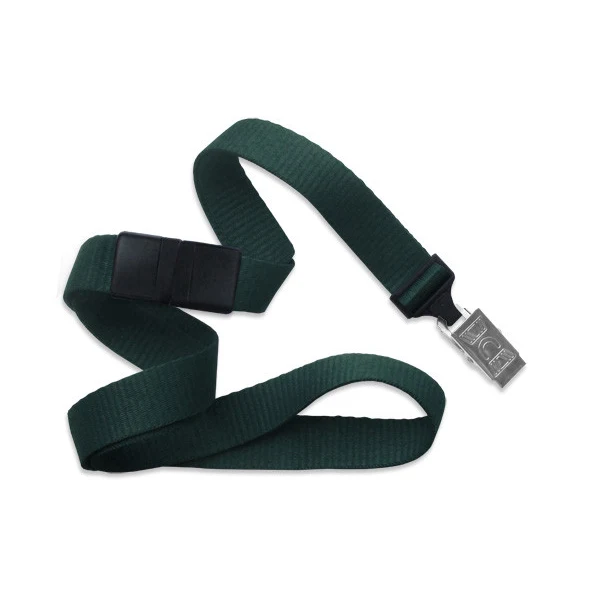 5/8" Blank Breakaway Lanyard w/Bulldog Clip (Forest Green) 1