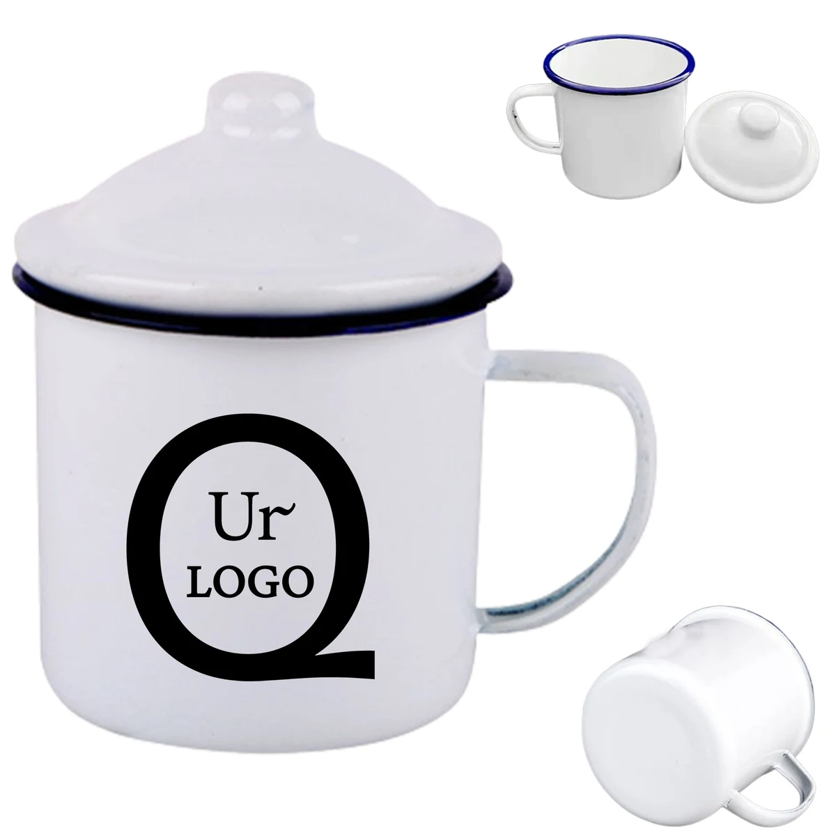 13.5 Oz. Enamel Coffee Mug W/Cover 1