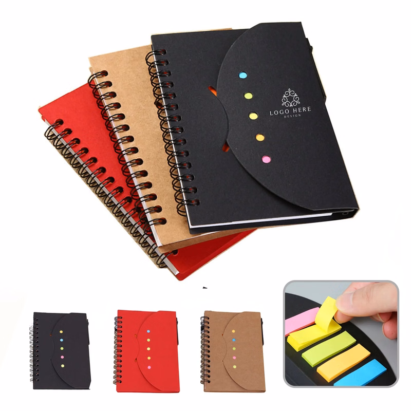 Small Spiral Notebook With Sticky Notes and Pen
