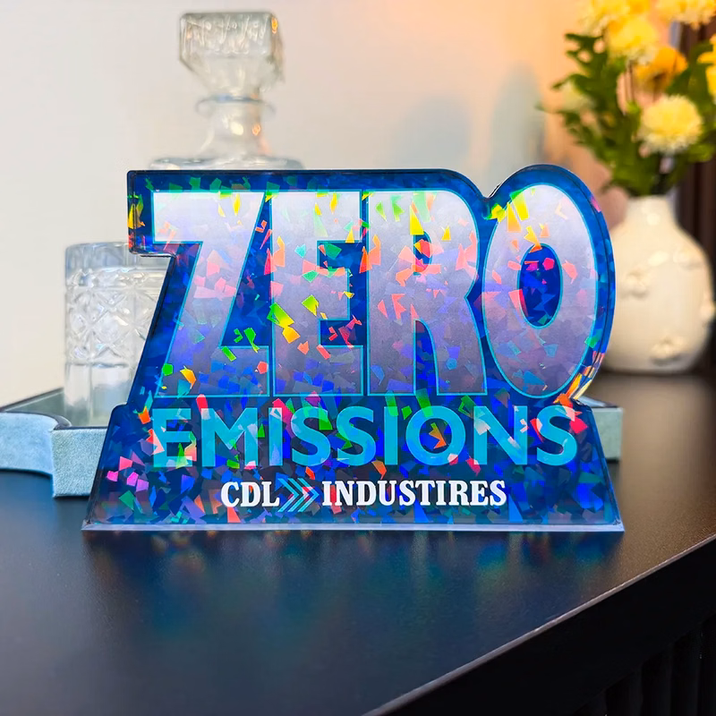 3/4" Custom Acrylic Cracked Ice Holograph Award Freestanding