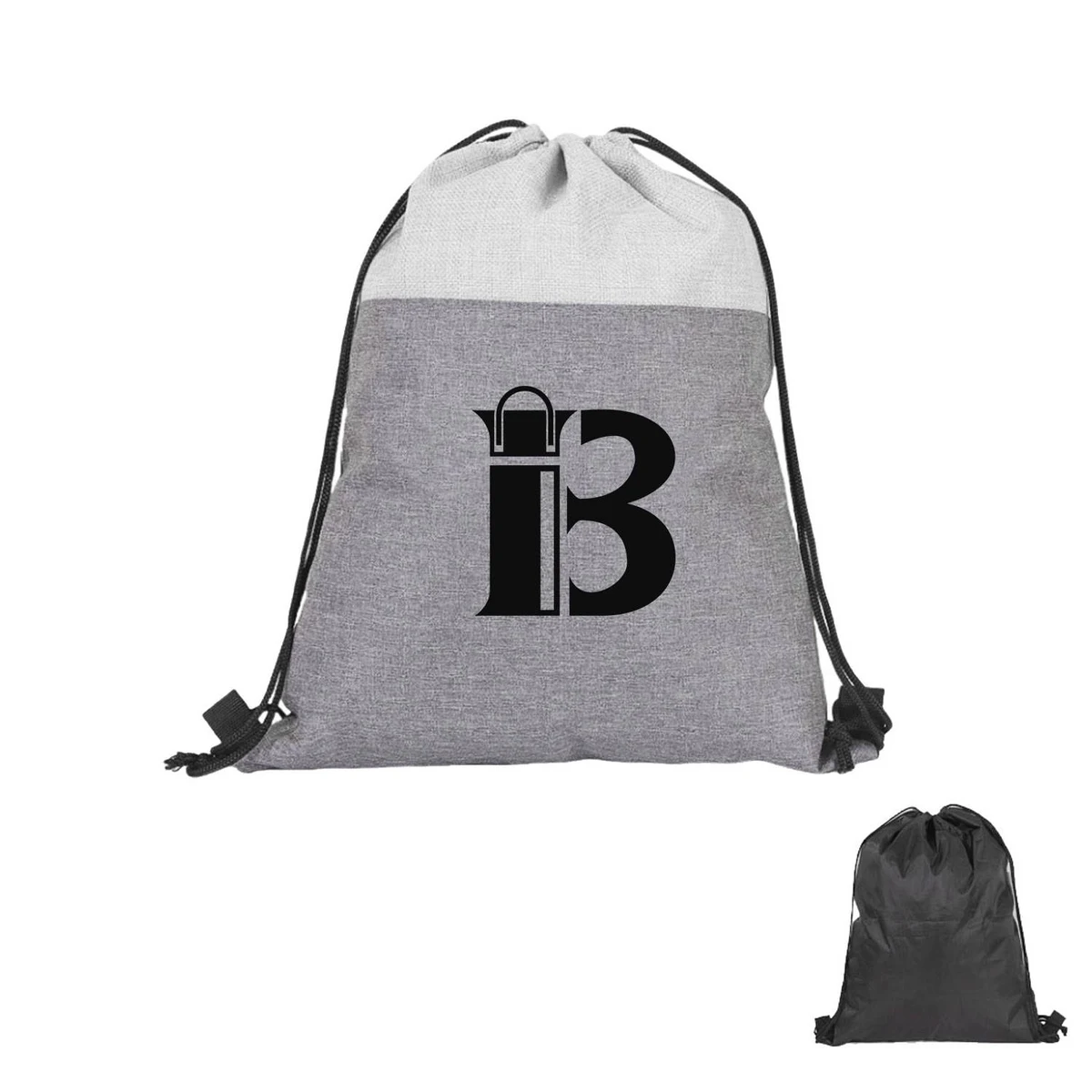 Linen Oxford Cloth Outdoor Splicing Drawstring Backpack 1