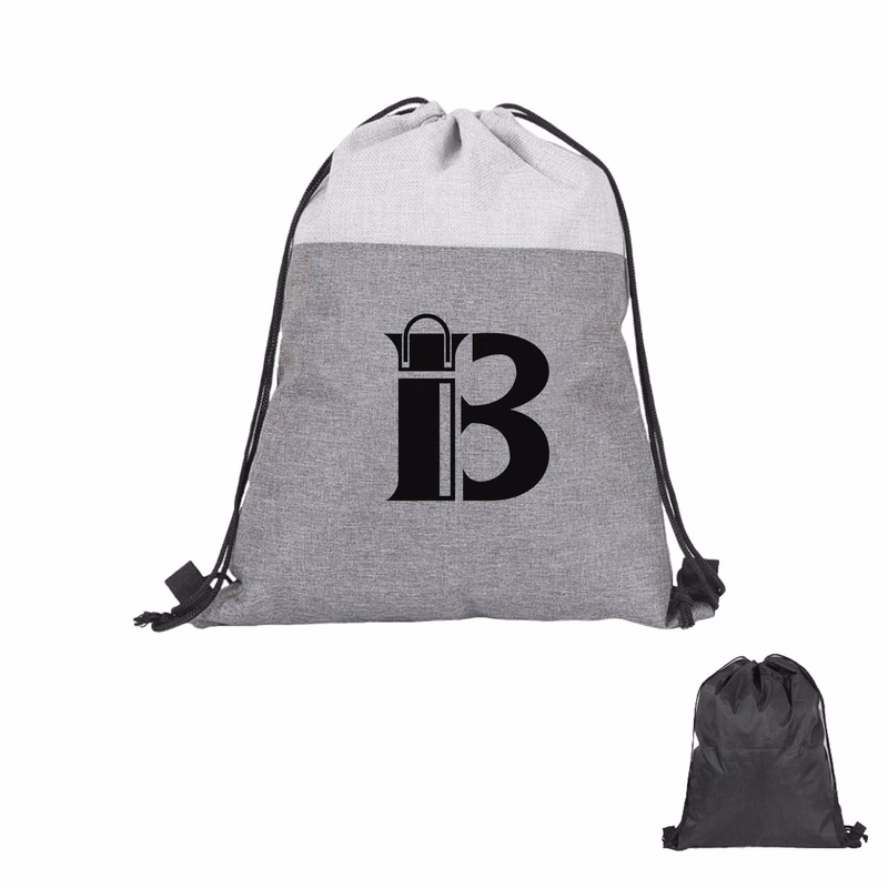 Linen Oxford Cloth Outdoor Splicing Drawstring Backpack