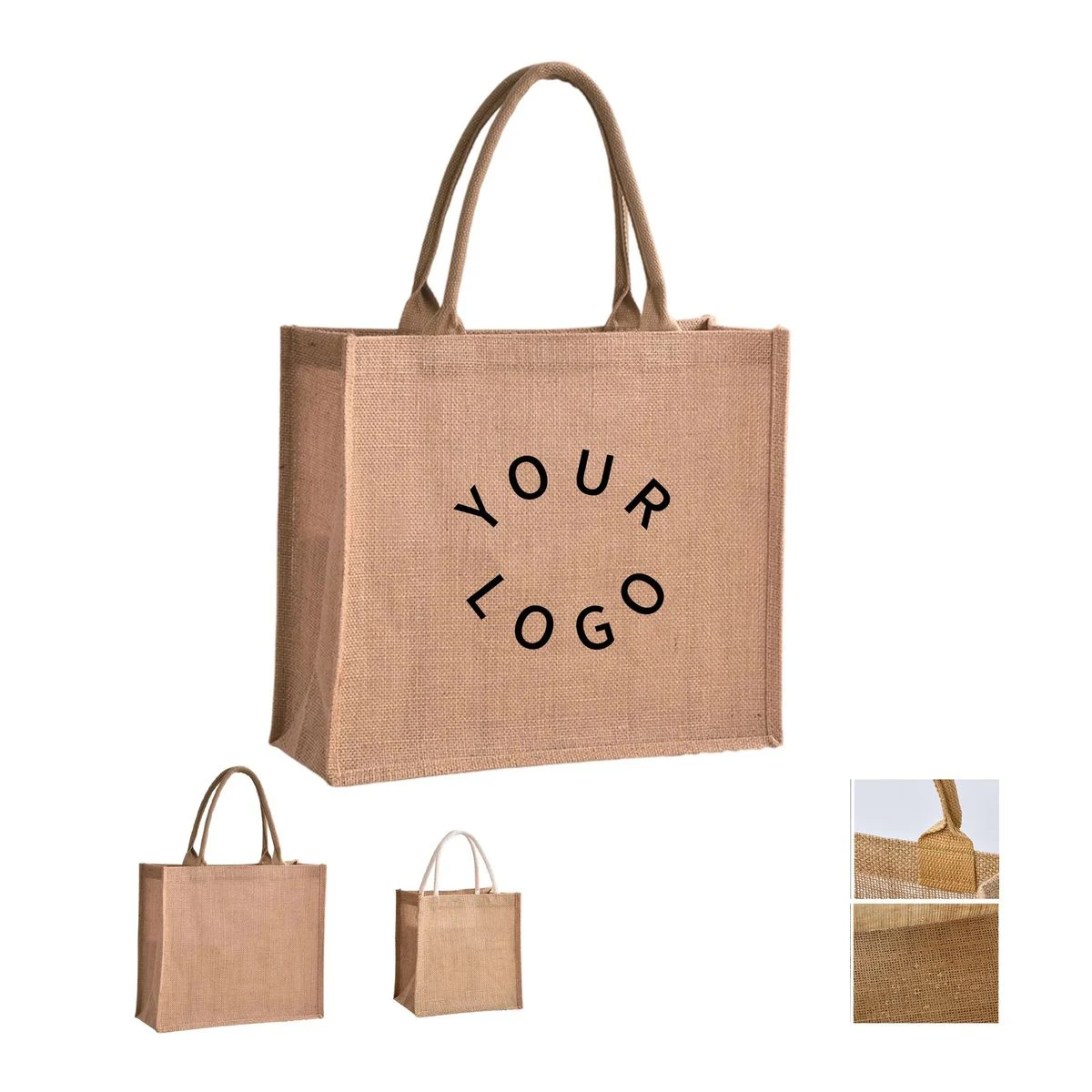 Durable Jute Linen Tote Bag for Shopping or Daily Use, custom tote bag with logo imprint 1