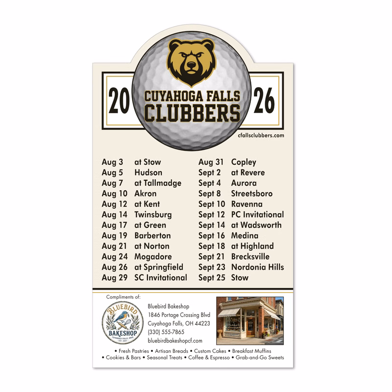 20 Mil Golf Schedule Magnet - Full Color