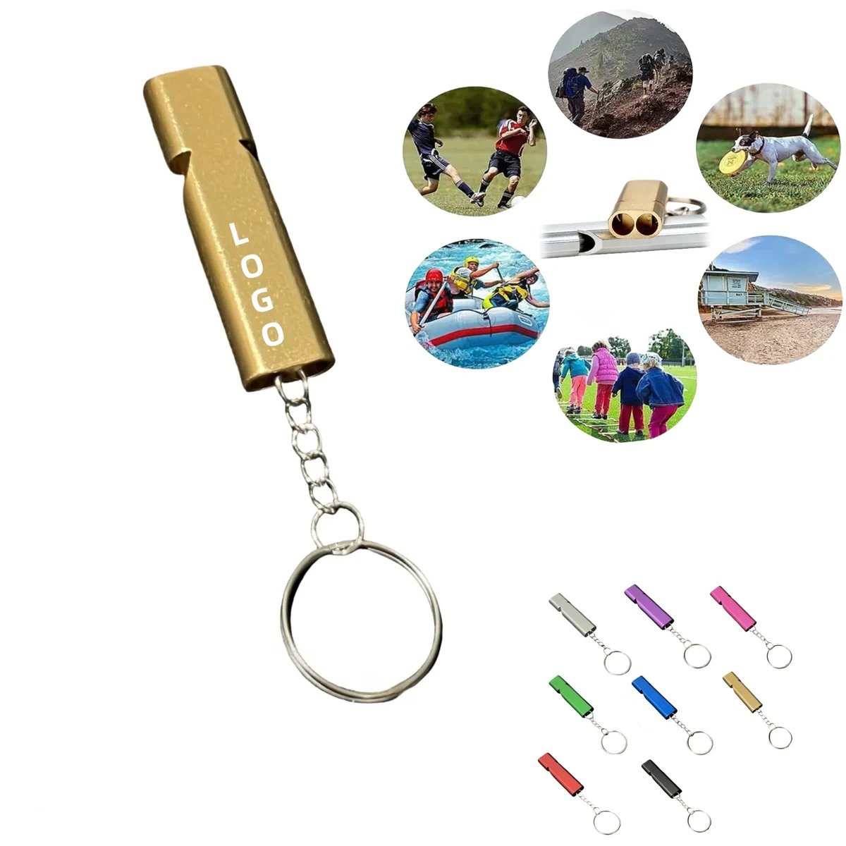 Dual-tube Outdoor Whistle With Keychain 1