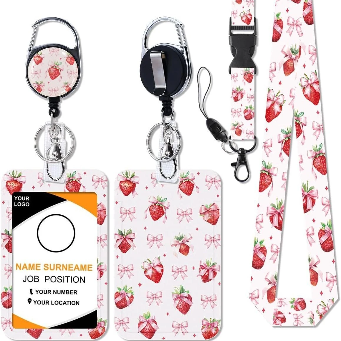 3-in-1 Badge Holder W/ Lanyard & Retractable Reel Clip 1