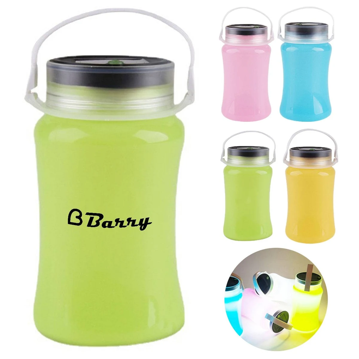 40oz Solar LED Silicone Camping Light Water Bottle 1