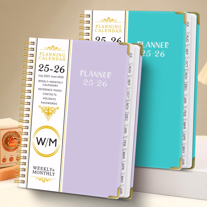 July 2025 June 2026 A5 Spiral Planner Notebook Monthly Book