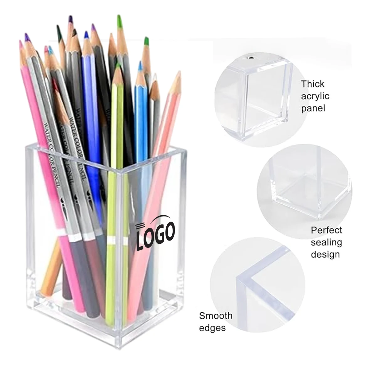 Clear Square Acrylic Pen Holder 1