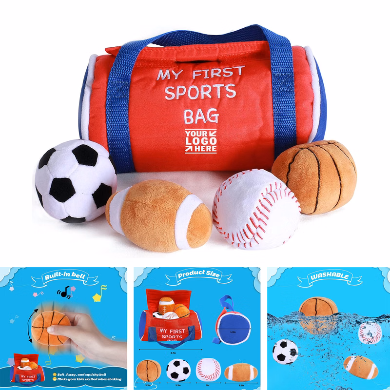 My First Sports Bag 4 Tiny Cloth Rich Sport Balls Early Education Baby Toy