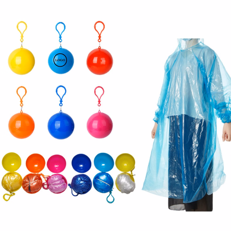 Portable Rain Poncho with Keychain Holder